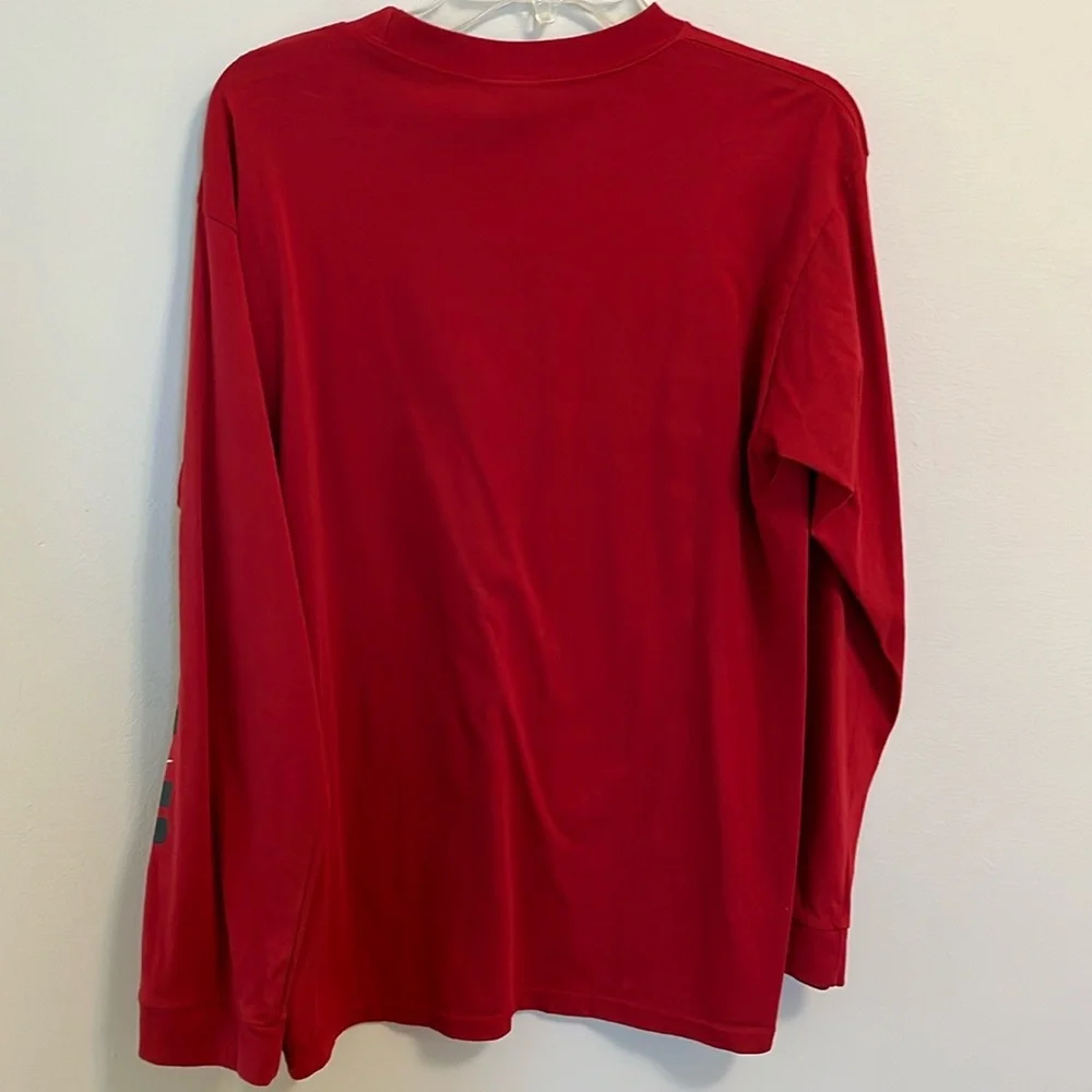 Nike basketball swoosh tee shirt size XL 18-20 red long sleeve cotton Spellout